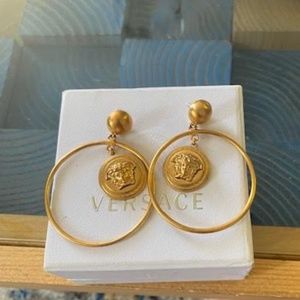 Vintage Versace Gold Medusa Hoop Earrings